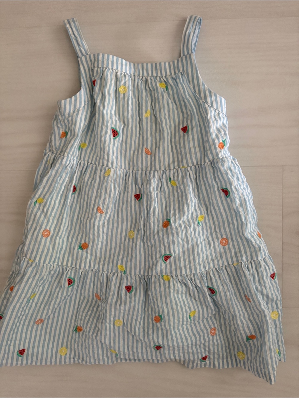 Tucker + Tate Striped Seersucker Sundress with Embroidered Fruit, 4T